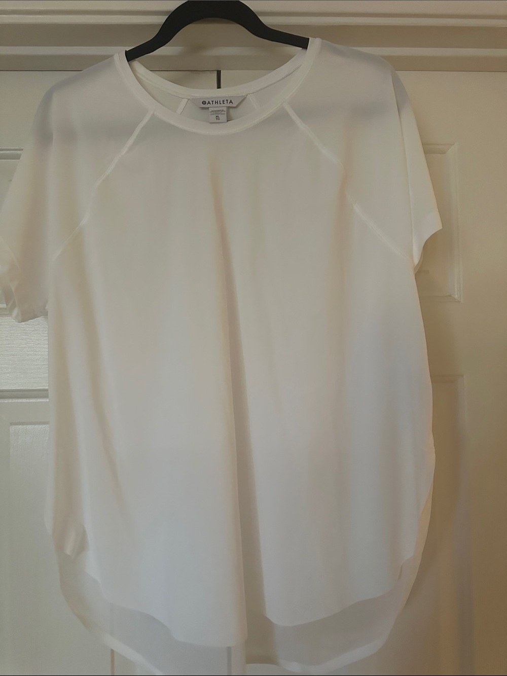 Athleta White Short Sleeve Performance Tee with Curved Hem